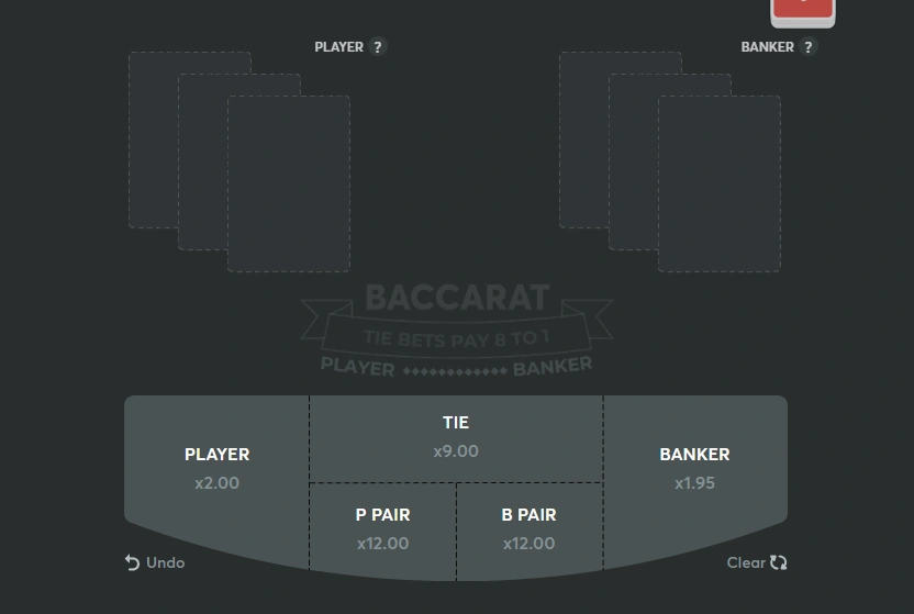 BC Game Baccarat game interface