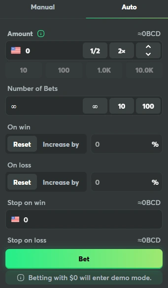 Auto bet option for BC Game poker